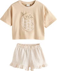 NEXT Kids' Lemon Appliqué T-Shirt & Frill Shorts Set
