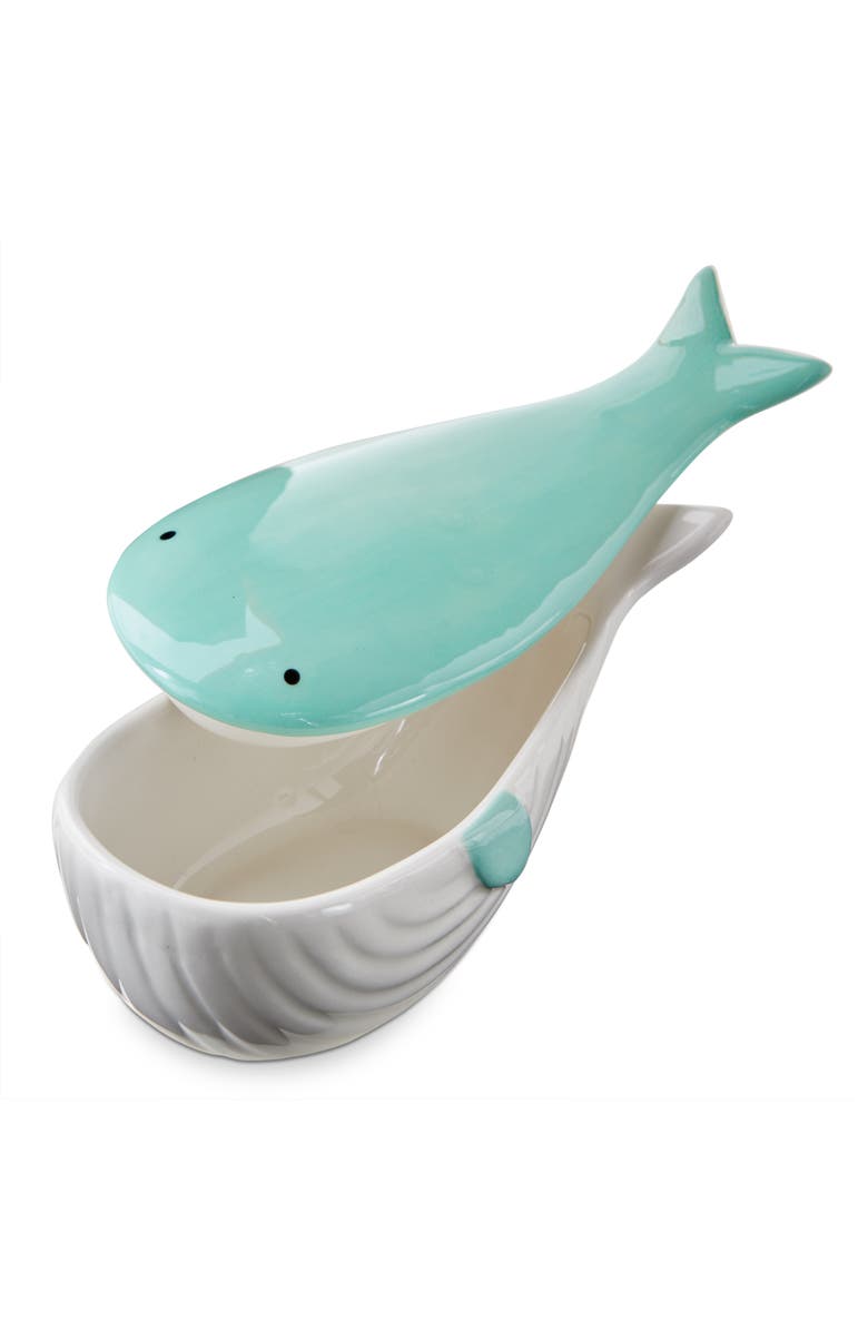 tag Whale Lidded Trinket Box Blue Multi Earthenware Everyday, Alternate, color, Blue