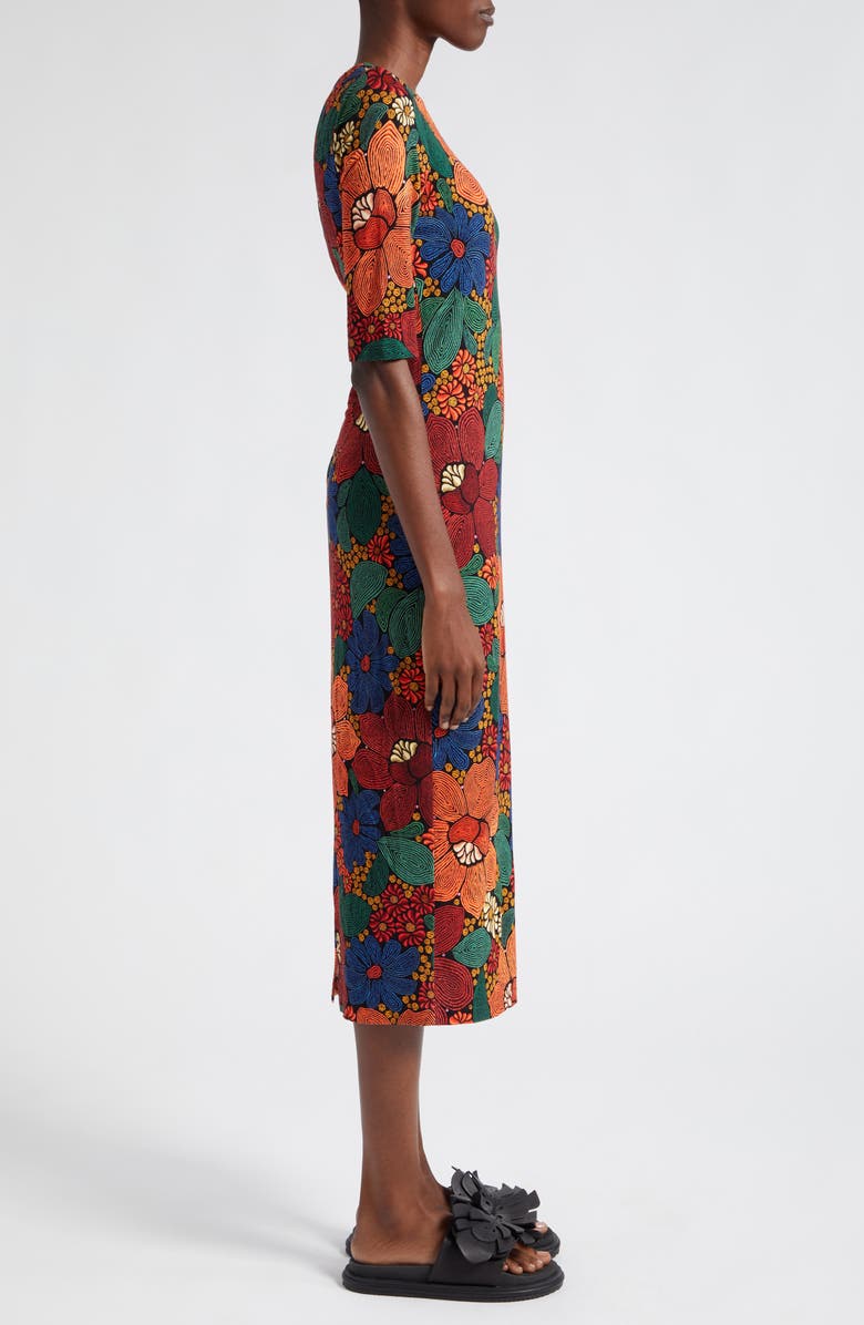 FARM Rio Stitched Flowers Print Midi Dress, Alternate, color,
