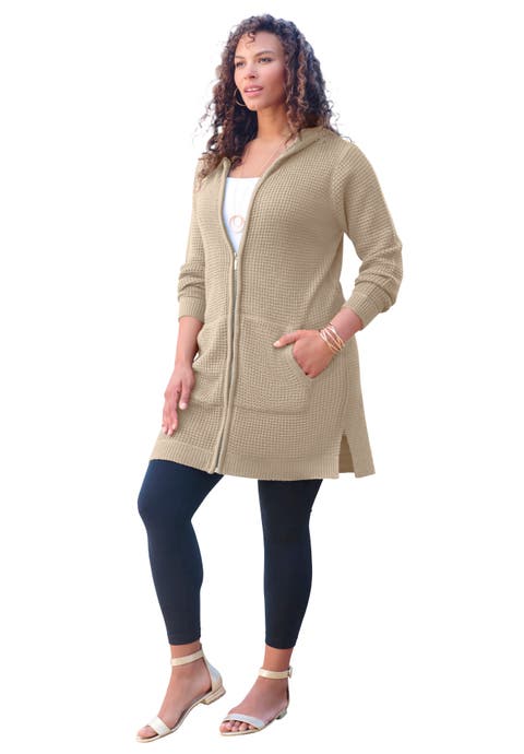 Waffle Mega Length Zip Hoodie (Plus)