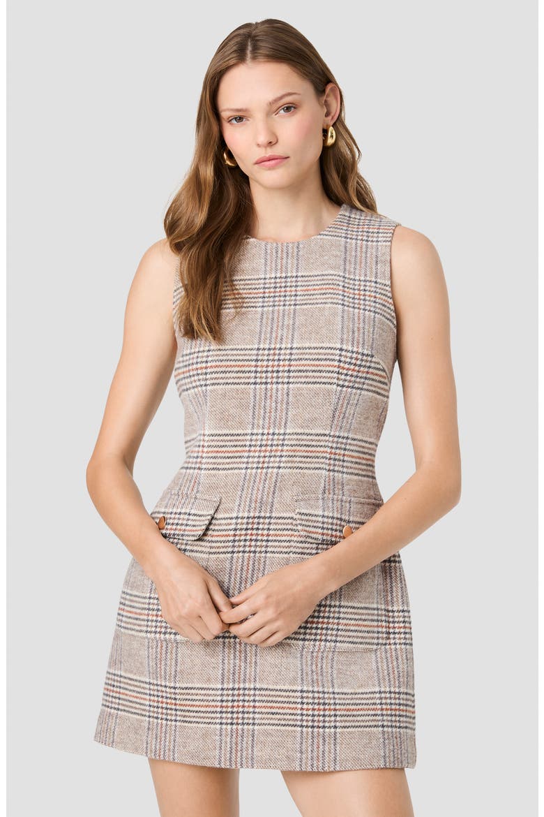 Sutton Plaid Minidress, Alternate, color, ASH GRAY MULTI