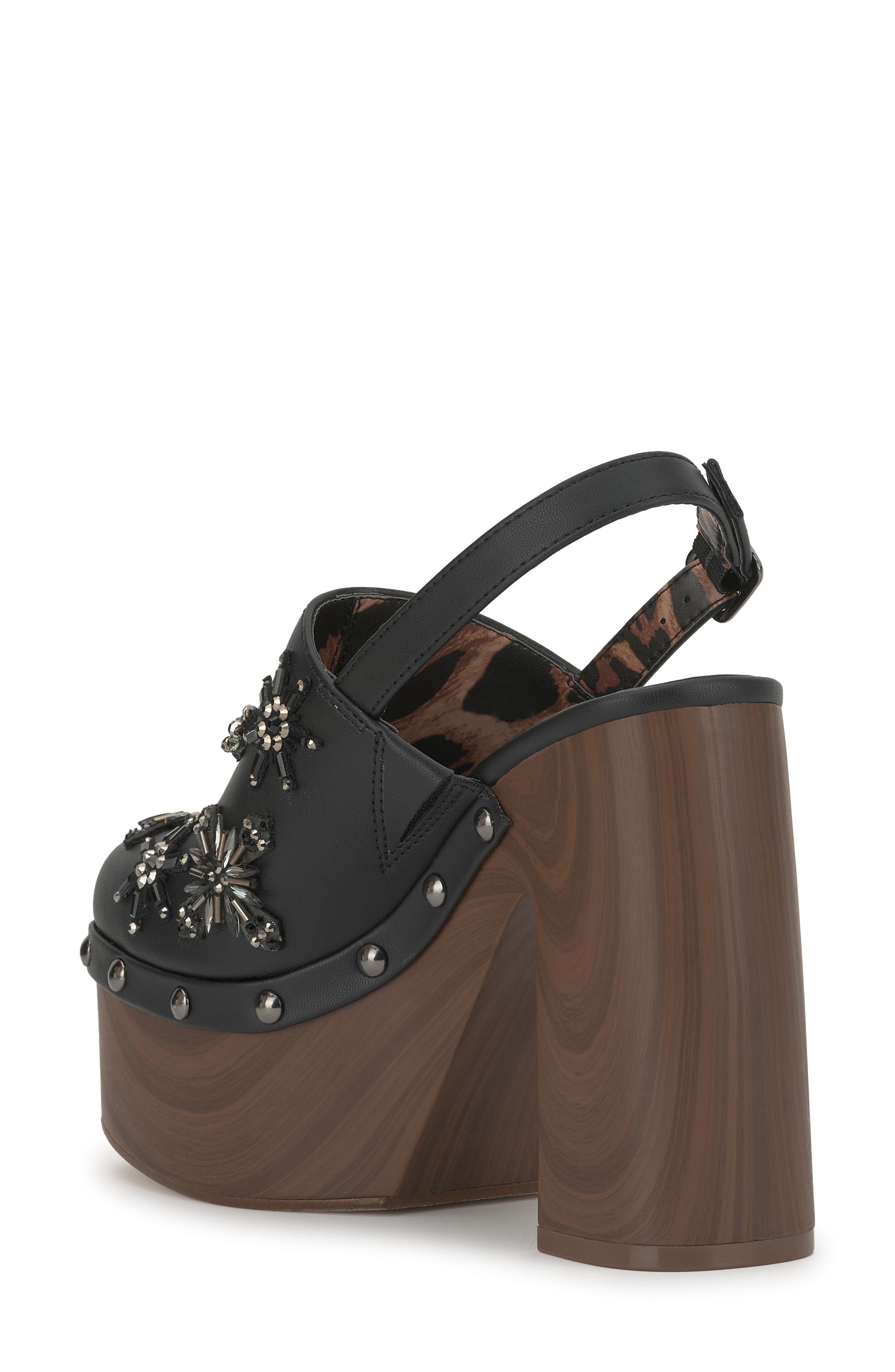 Jessica Simpson Cazea Crystal Embellished Slingback Platform Sandal, Alternate, color, Black