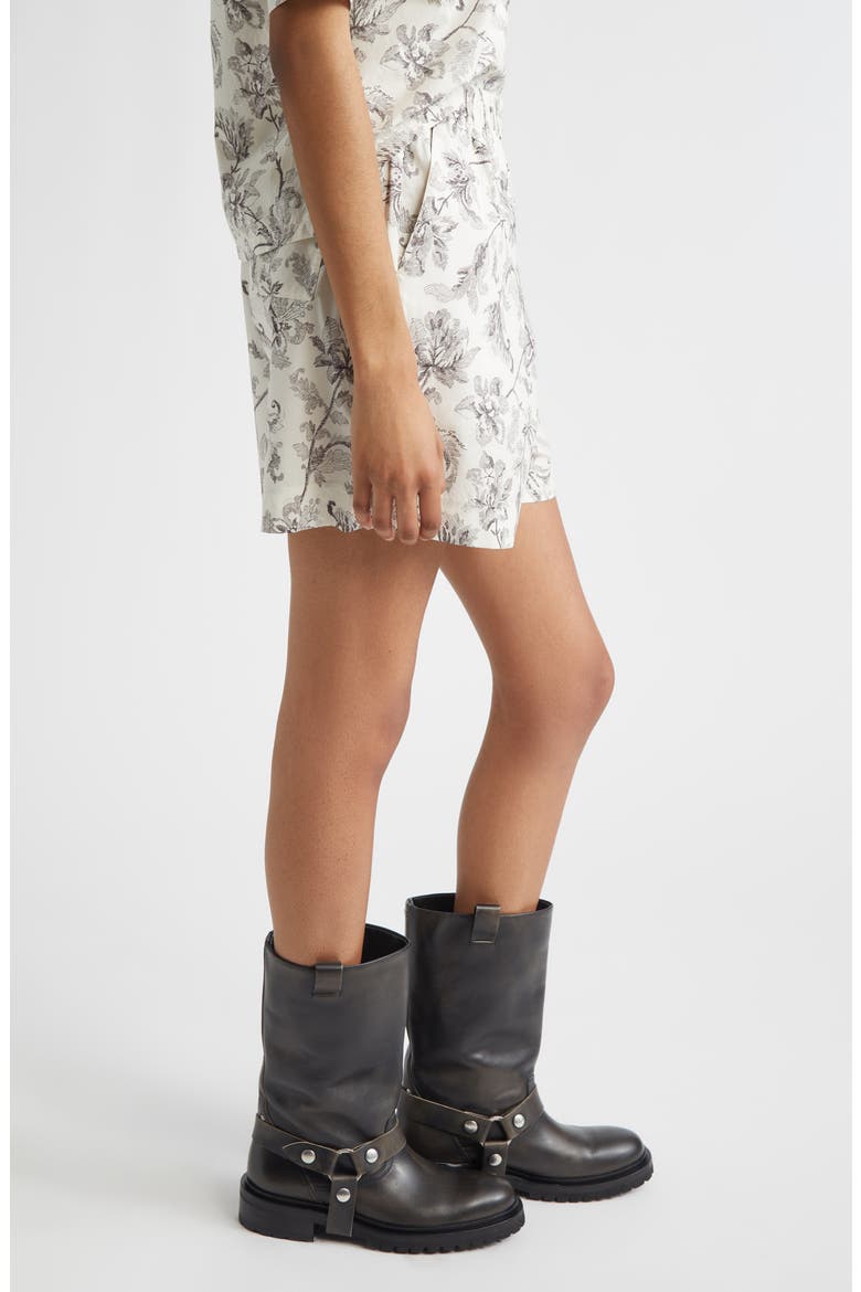Journey Floral Print Cotton Shorts, Alternate, color, DUSTY WHITE/ BLACK