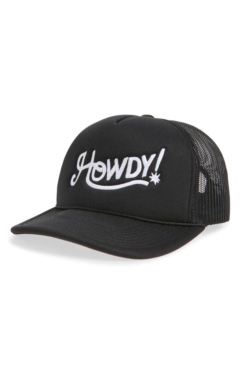 Local Beach Howdy Trucker Hat, Main, color, Black