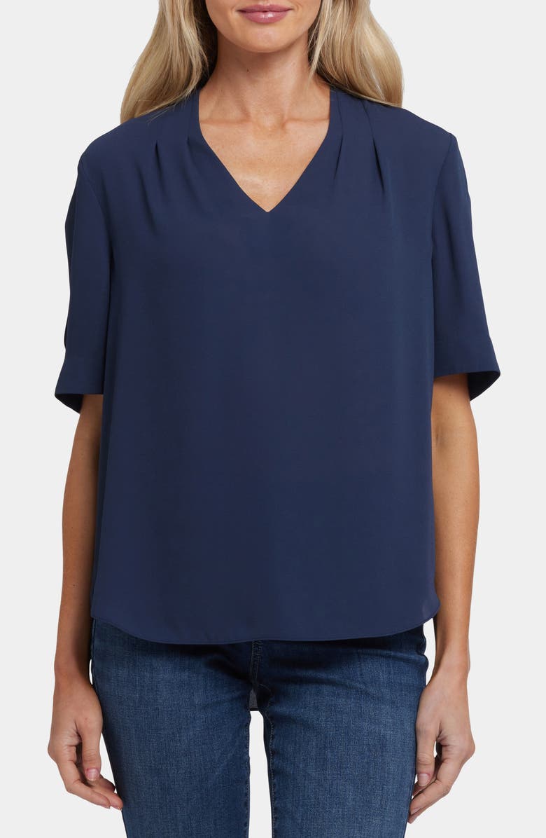 NYDJ Charming V-Neck Top, Main, color, Oxford Navy