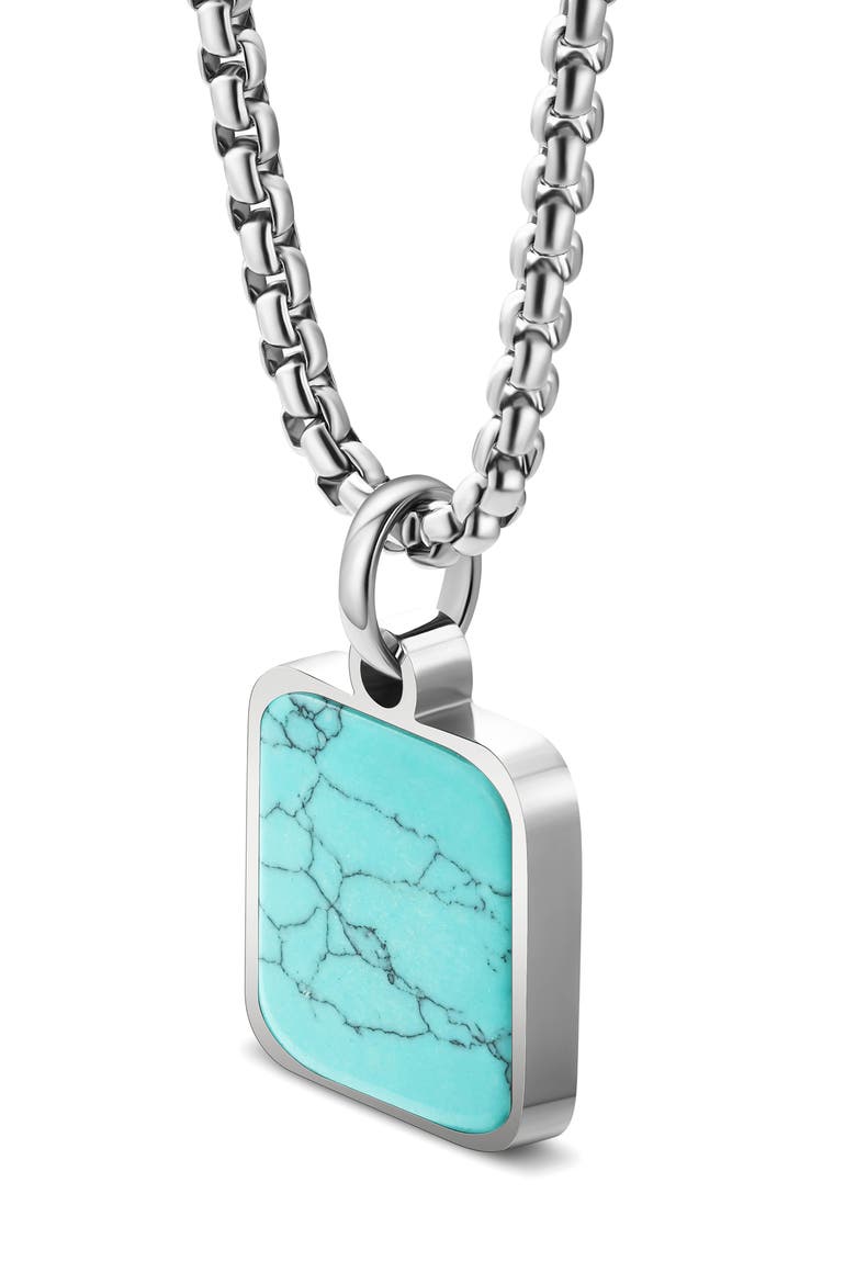 Men's Square Agate Pendant Necklace, Alternate, color, TURQUOISE