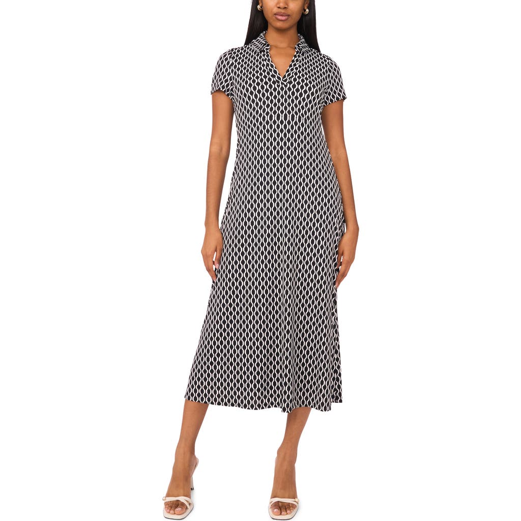 Halogenr Halogen(r) Allover Print Spread Collar A-line Dress In Blue