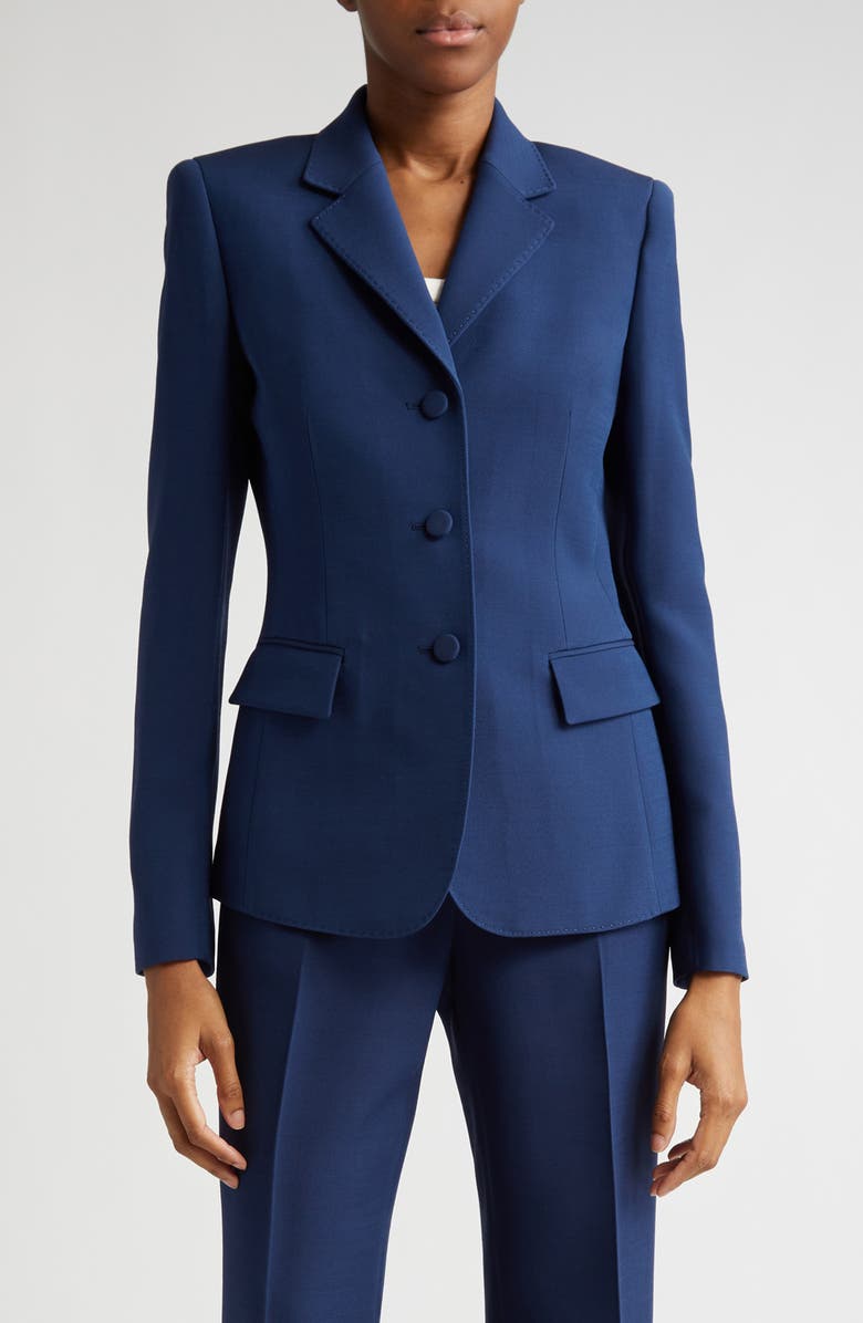 Lafayette 148 New York Academy Wool & Silk Crepe Blazer, Main, color, 