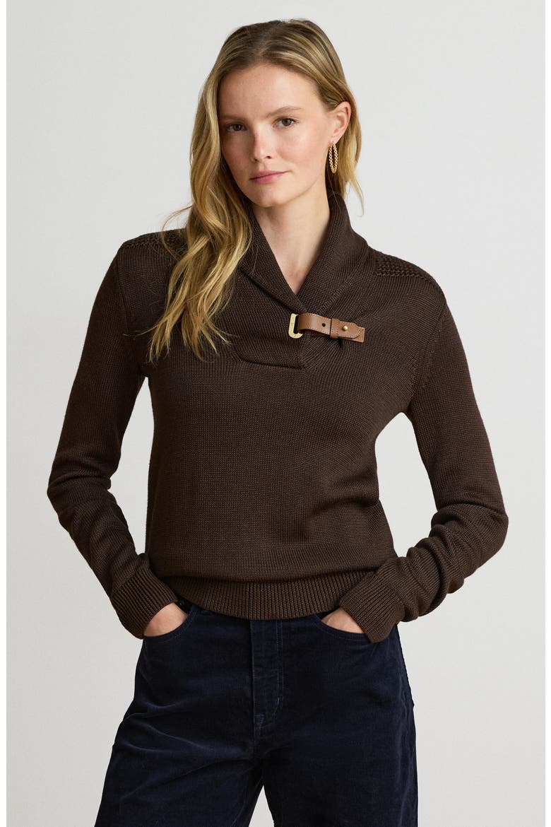 Shawl Collar Sweater, Alternate, color, BROWN