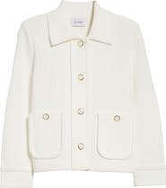 ST. JOHN Mixed Texture Knit Crop Jacket