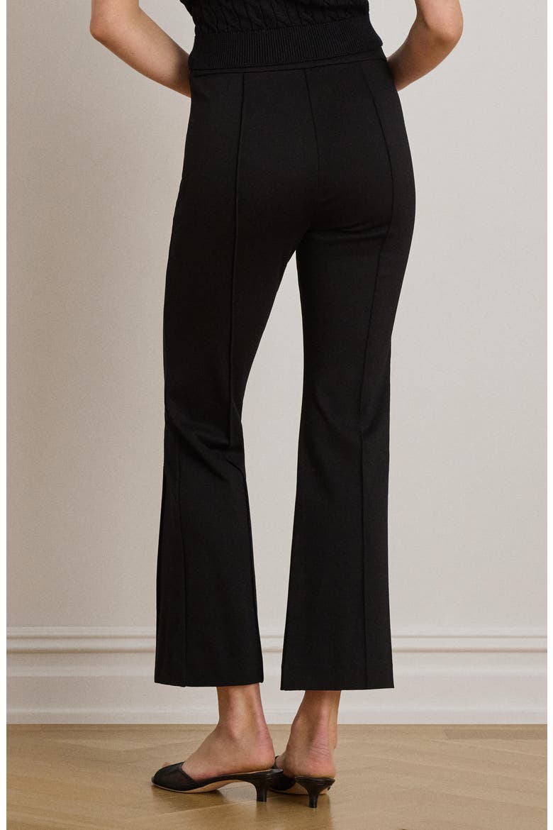 Pintuck Stretch Knit Ankle Bootcut Pants, Alternate, color, BLACK