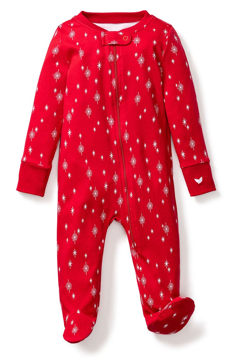 Petite Plume Starry Night Fitted One-Piece Pima Cotton Pajamas, Main, color, 