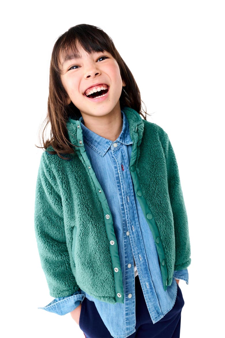 Kids Teddy Fleece Jacket, Alternate, color, Sunwashed Teal