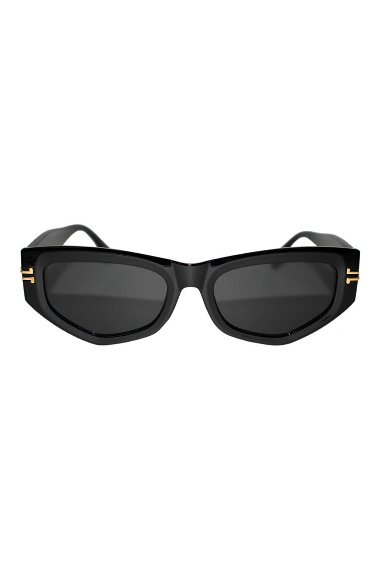 Wren 52mm Polarized Geometric Sunglasses, Main, color, BLACK/ BLACK