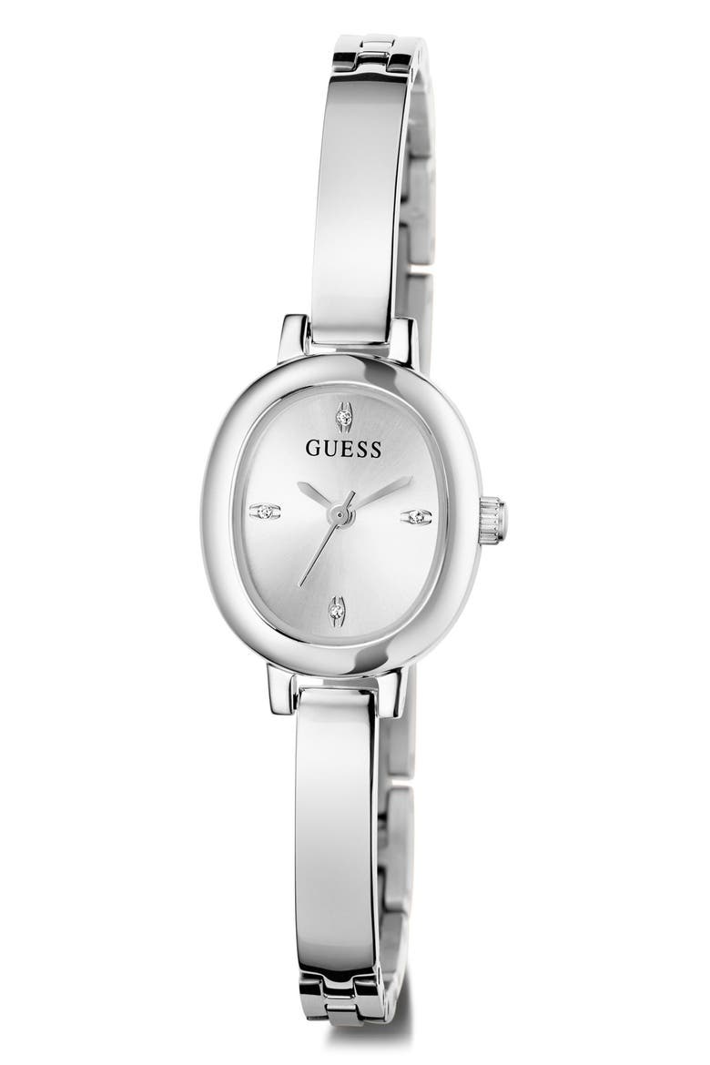 Oblong Crystal Marker Watch, 21mm, Alternate, color, SILVER TONE
