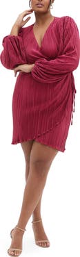 City Chic Kira Long Sleeve Wrap Dress