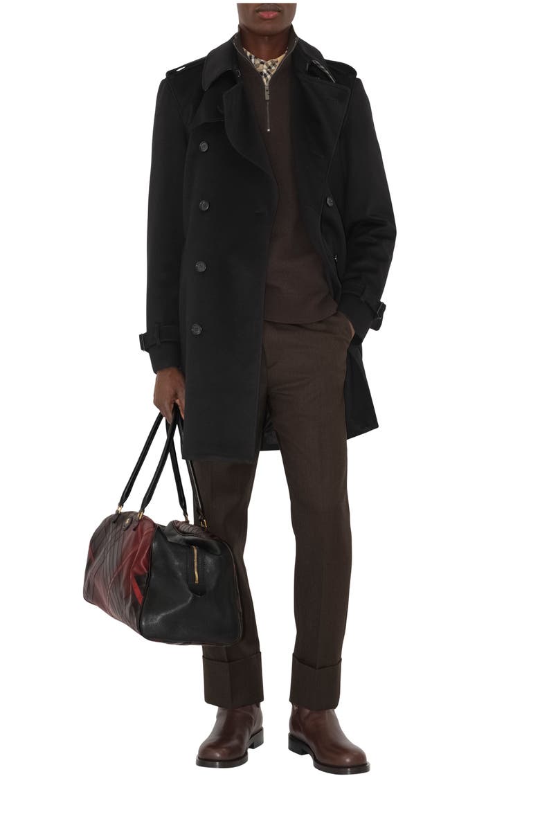 Burberry Mid-length Cashmere Trench Coat, Main, color, Black