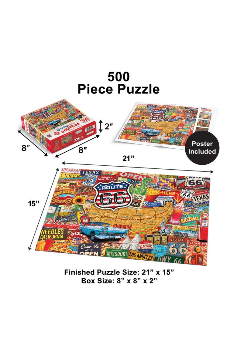 Greetings From Route 66 500pc Puzzle, Alternate, color, Multicolor