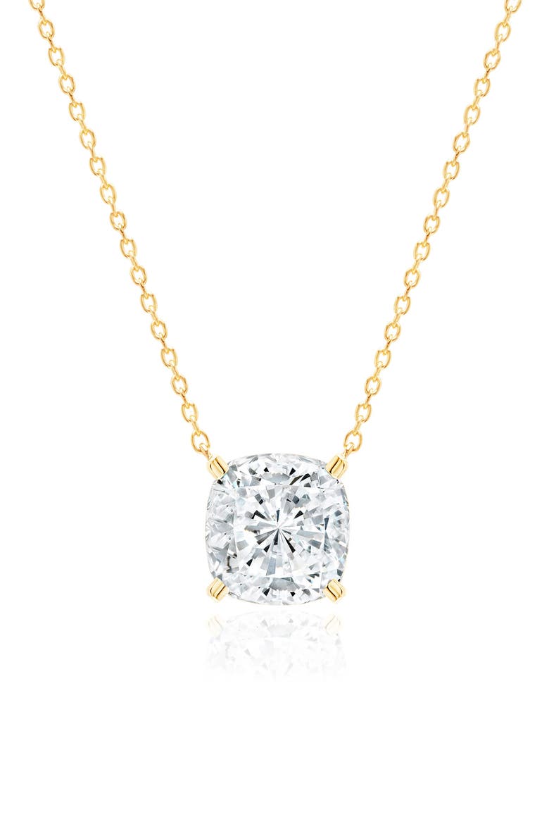 Bliss Cushion Cut Cubic Zirconia Pendant Necklace, Main, color, 18KYG/ CLEAR STONE