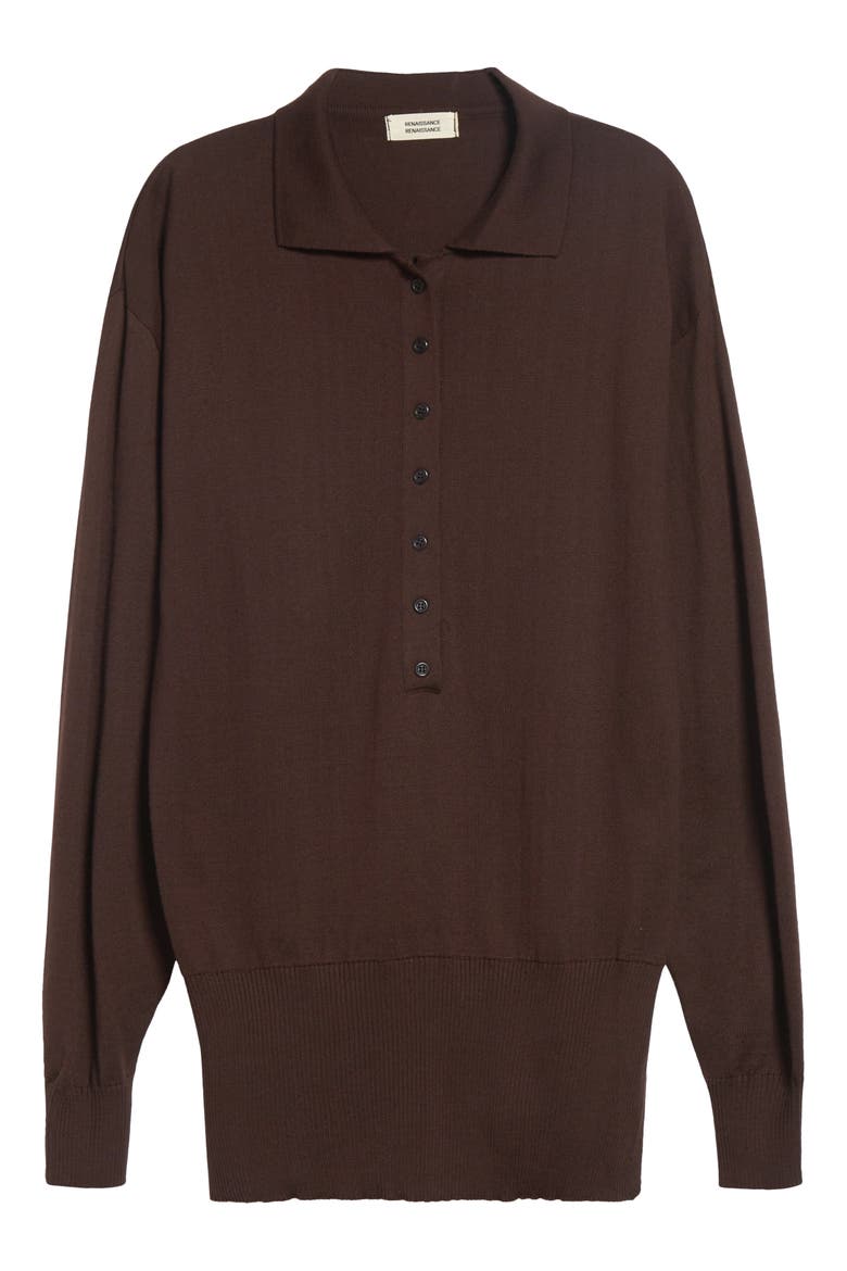 Marla Knit Polo, Alternate, color, DARK BROWN