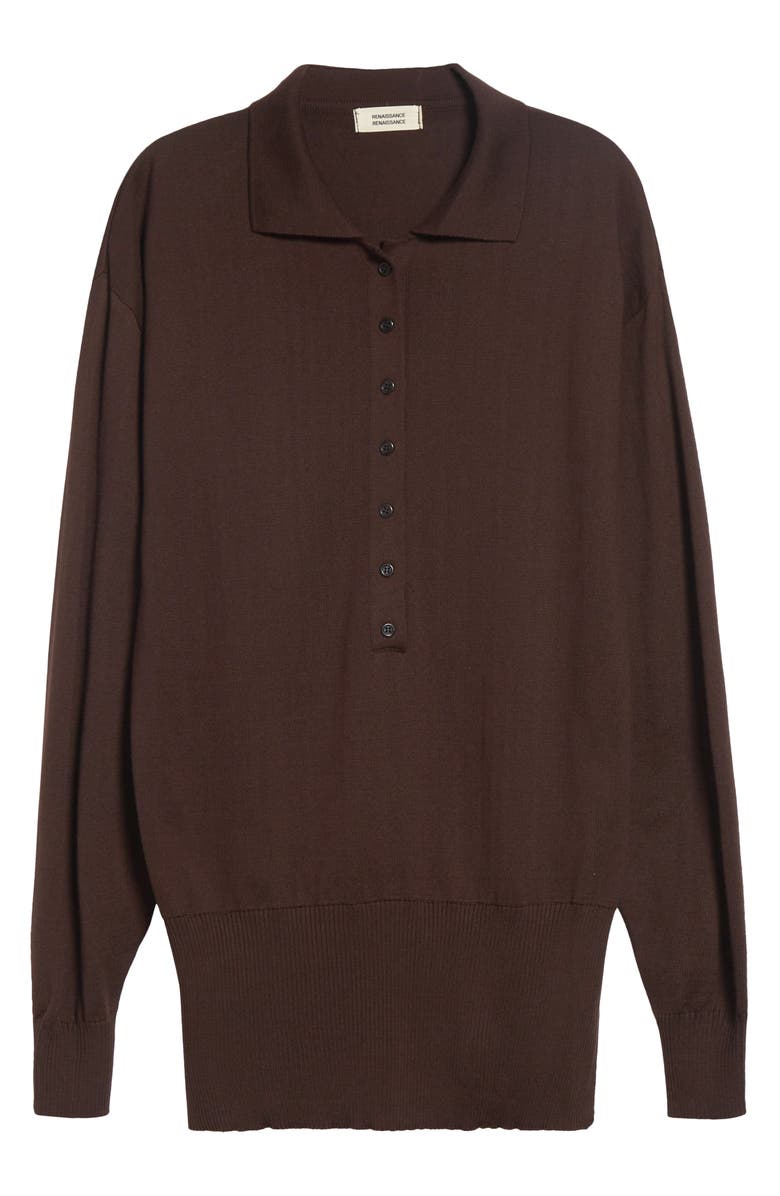 renaissance renaissance Marla Knit Polo, Main, color, Dark Brown