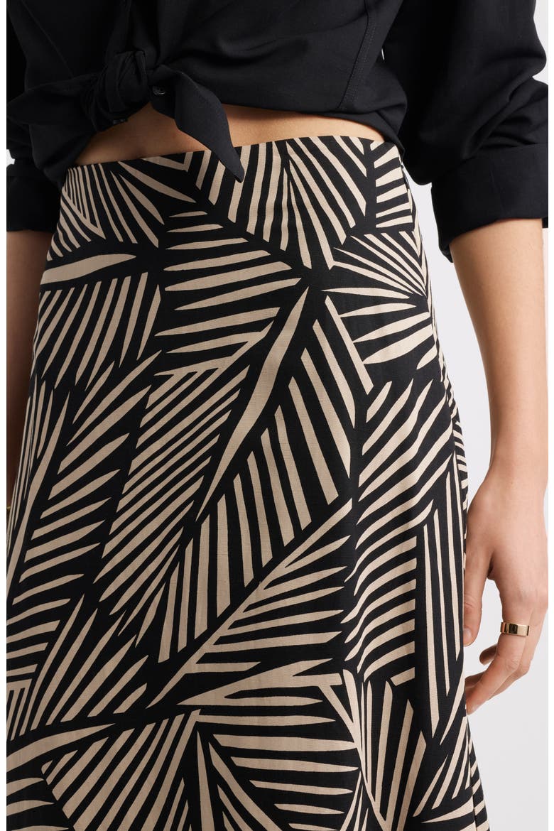 A-Line Maxi Skirt, Alternate, color, BLACK- BEIGE PALM PRINT