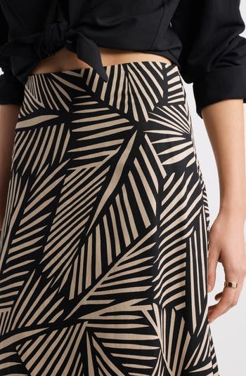 A-Line Print Maxi Skirt
