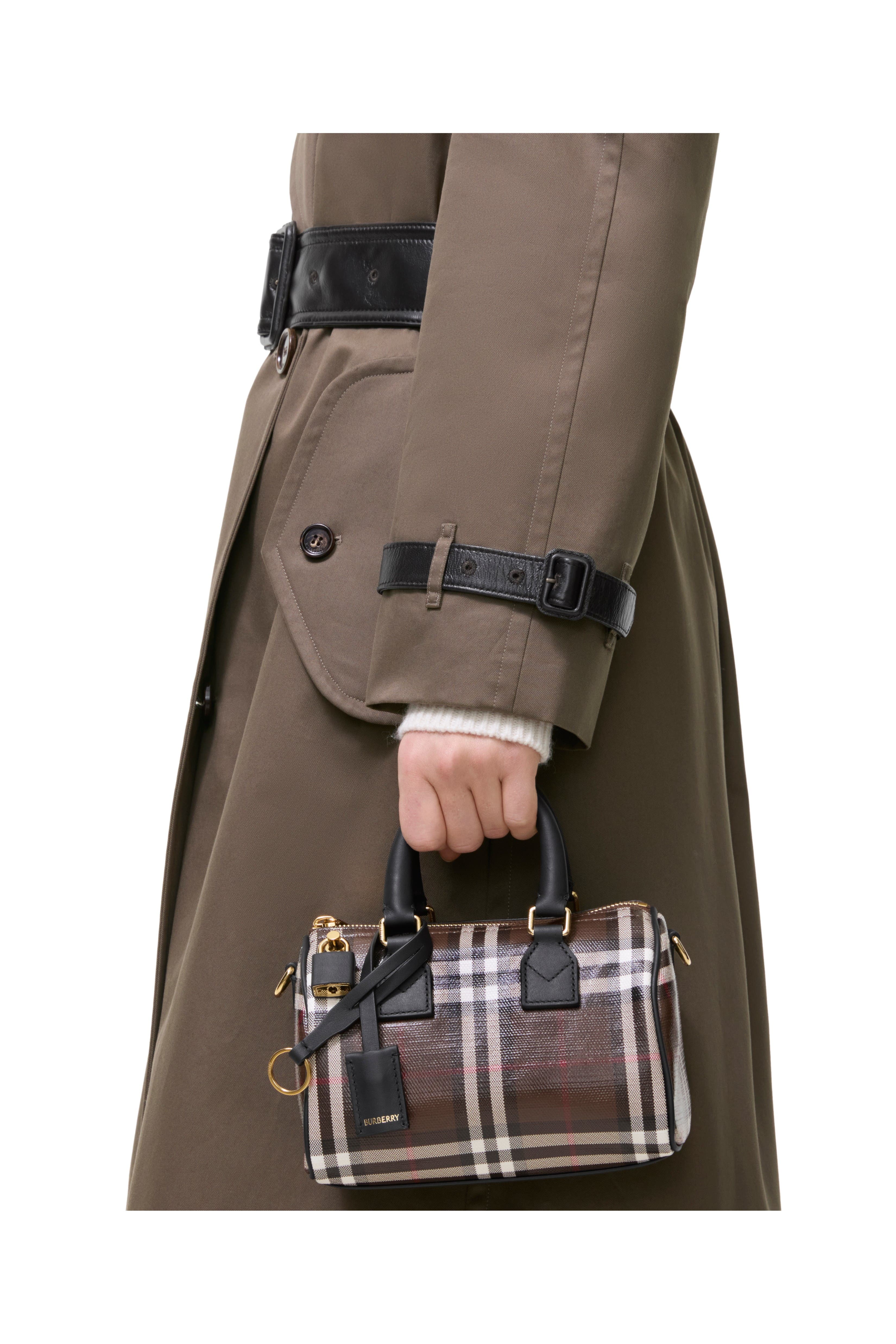 Mini Check Bowling Bag, Alternate, color, Chocolate brown