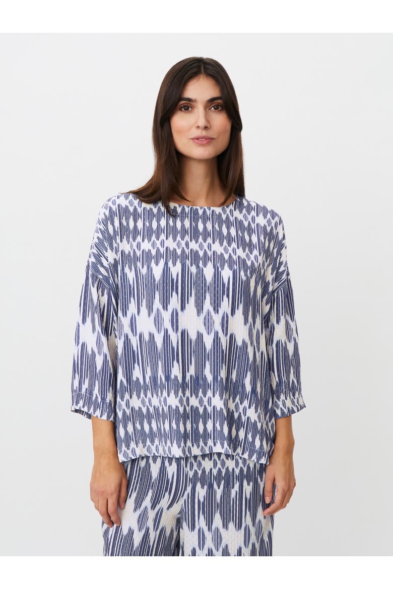 Mabecca Printed Fluid Drape Blouse, Main, color, Medieval Blue