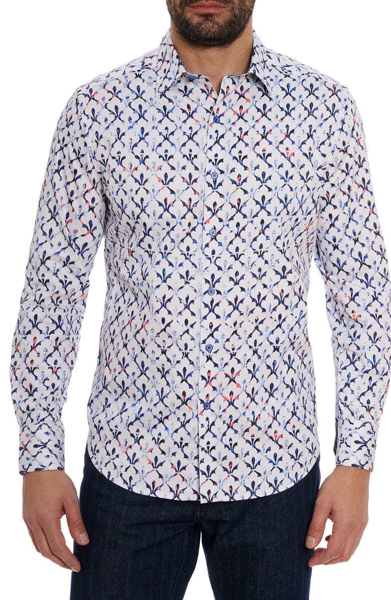 Robert Graham Argos Long Sleeve Cotton Button-Up Shirt, Main, color, White