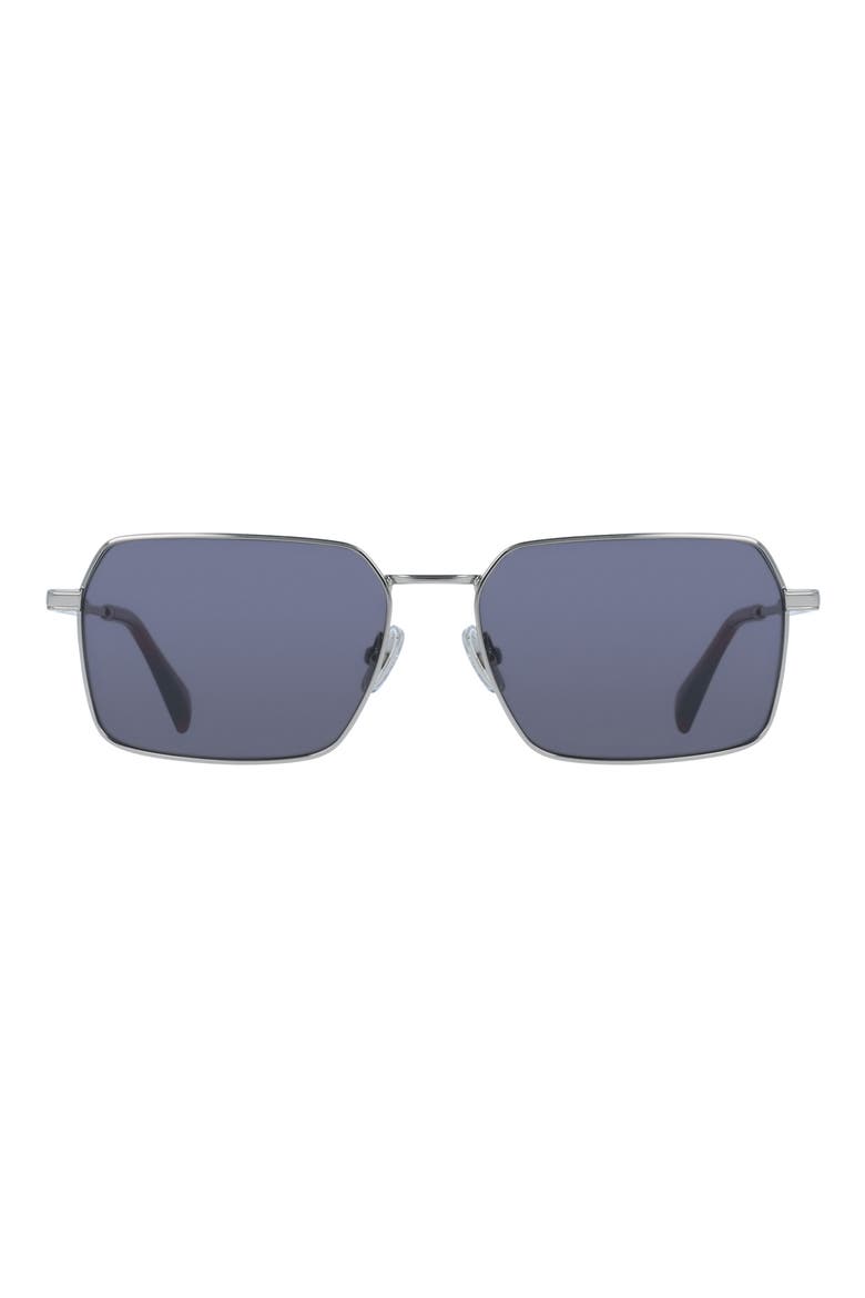 58mm Modified Rectangular Sunglasses, Main, color, SILVER/ GREY