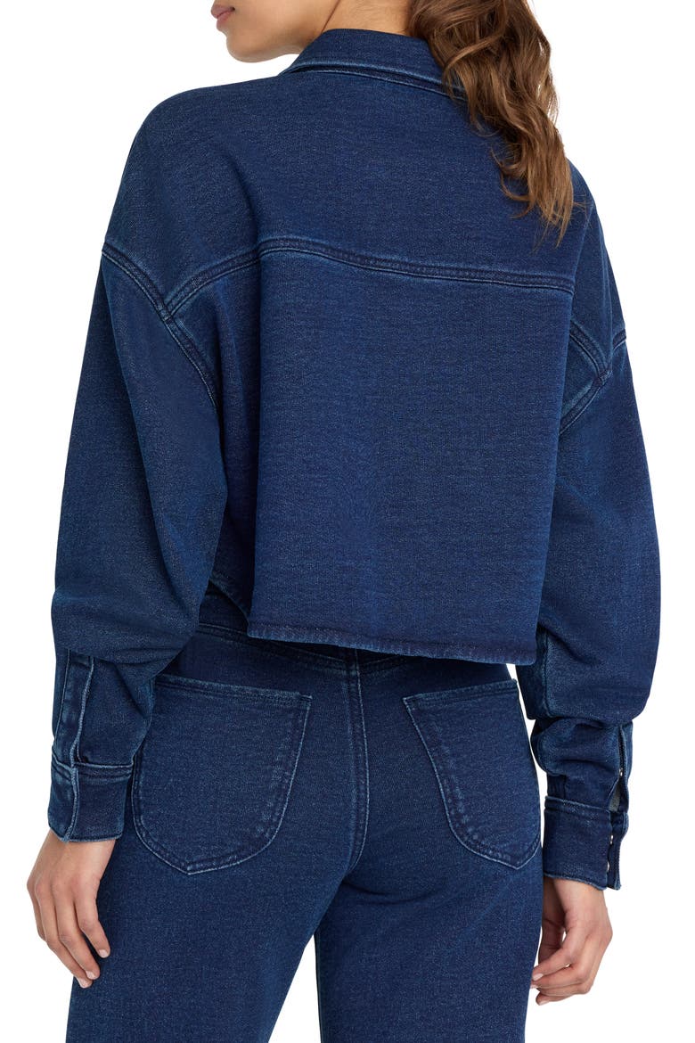 Jeanius Crop French Terry Jacket, Alternate, color, INDIGO377