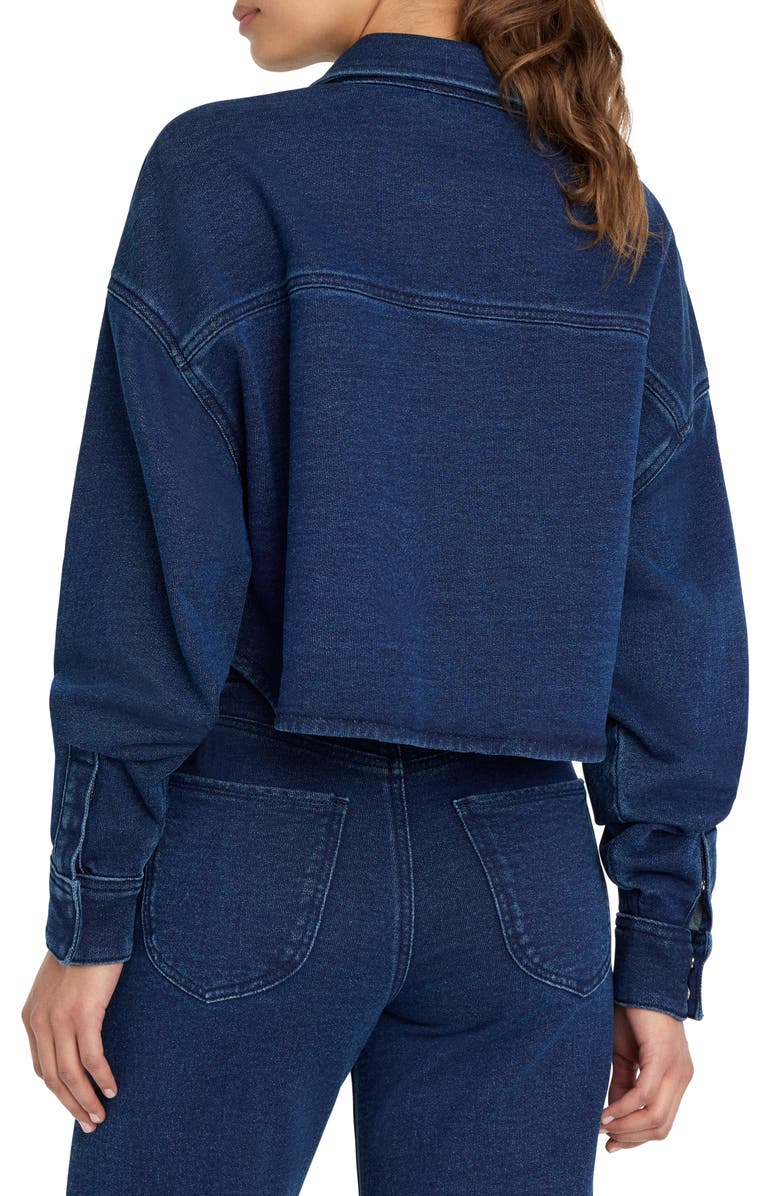 Good American Jeanius Crop French Terry Jacket, Alternate, color, Indigo377