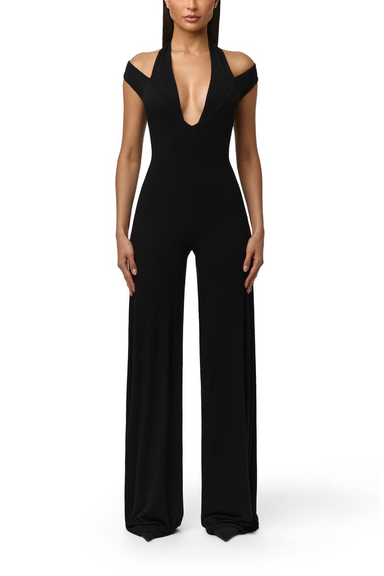 Smooth Wide Leg Jumpsuit, Main, color, BLACK