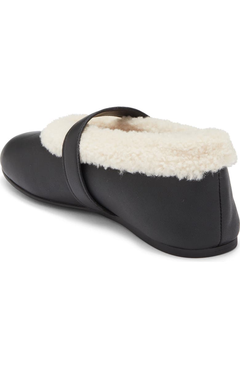 Steve Madden Lodge Faux Shearling Lined Mary Jane Flat, Alternate, color, Black Leather