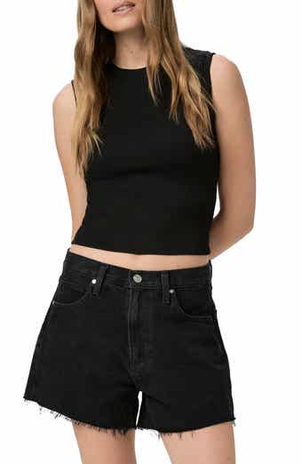 PAIGE Archie Raw Hem High Waist Denim Shorts
