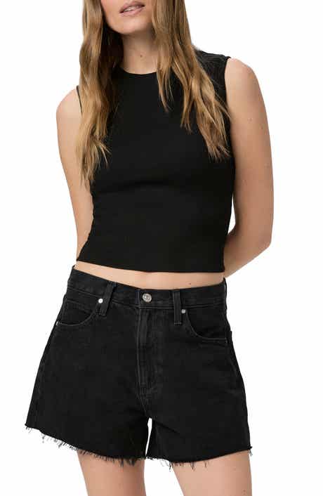 PAIGE Archie Raw Hem High Waist Denim Shorts