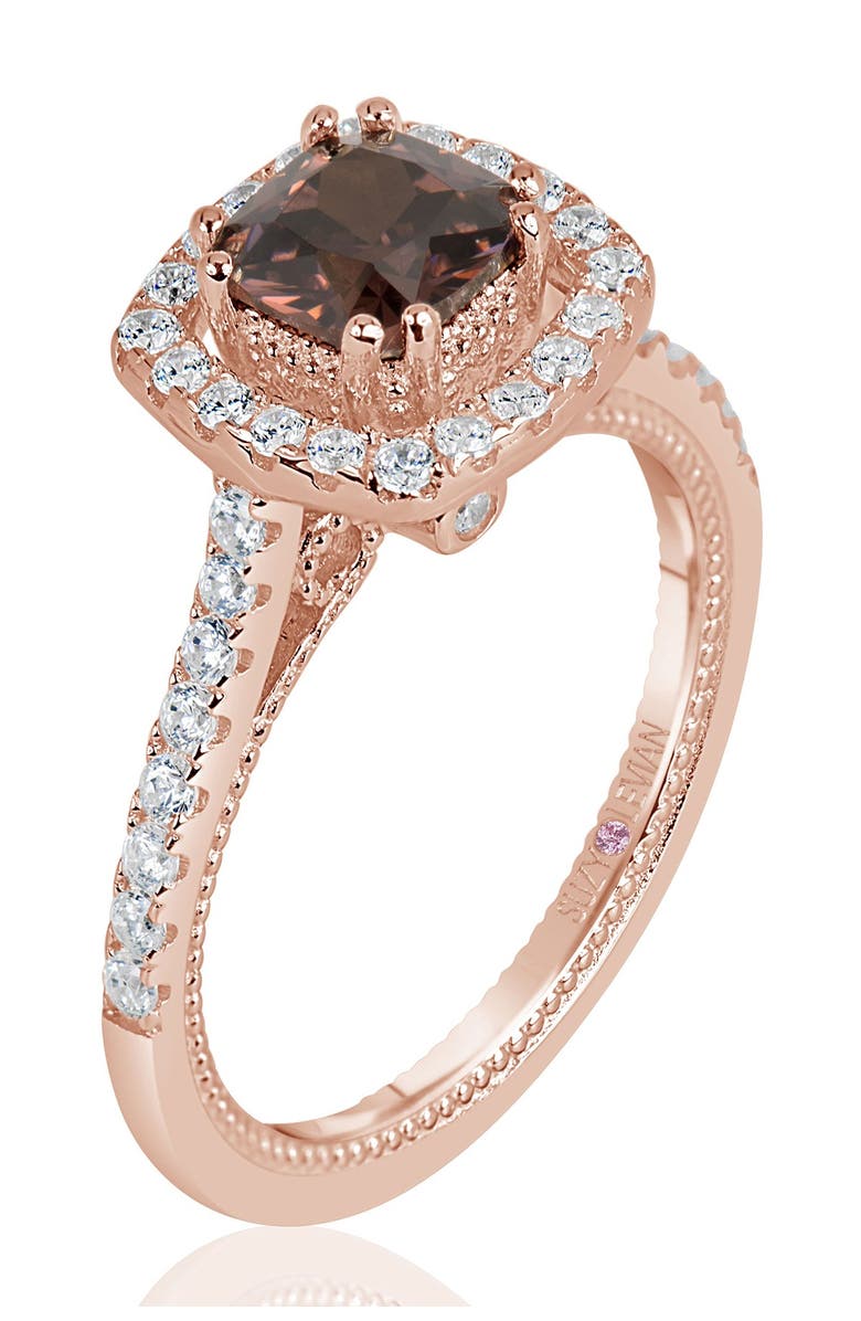 SUZY LEVIAN Pink Rhodium Plated Sterling Silver Chocolate CZ Ring, Alternate, color, 