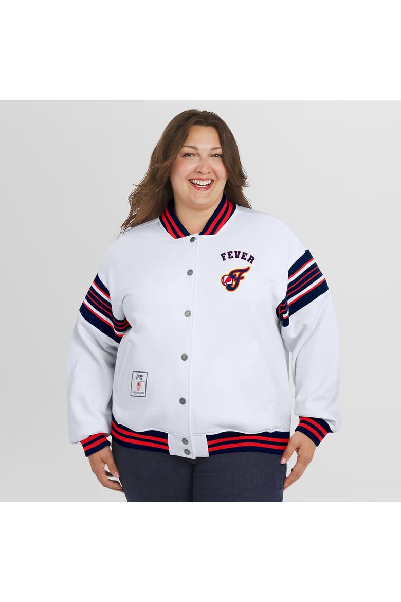 Women's WEAR by Erin Andrews White/Navy WNBA Full-Snap Fleece Sweatshirt Jacket, Alternate, color, White