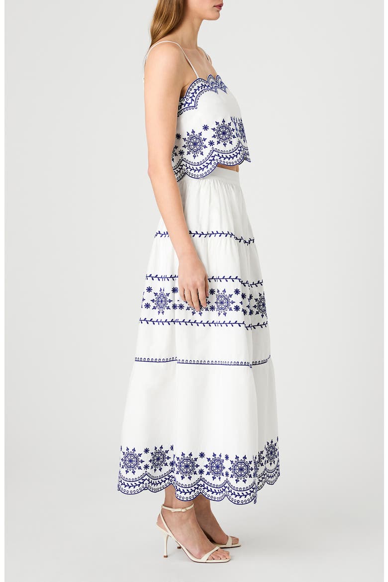 Alissa Embroidered Crop Cotton Top, Alternate, color, LINEN WHITE ELECTRIC INDIGO
