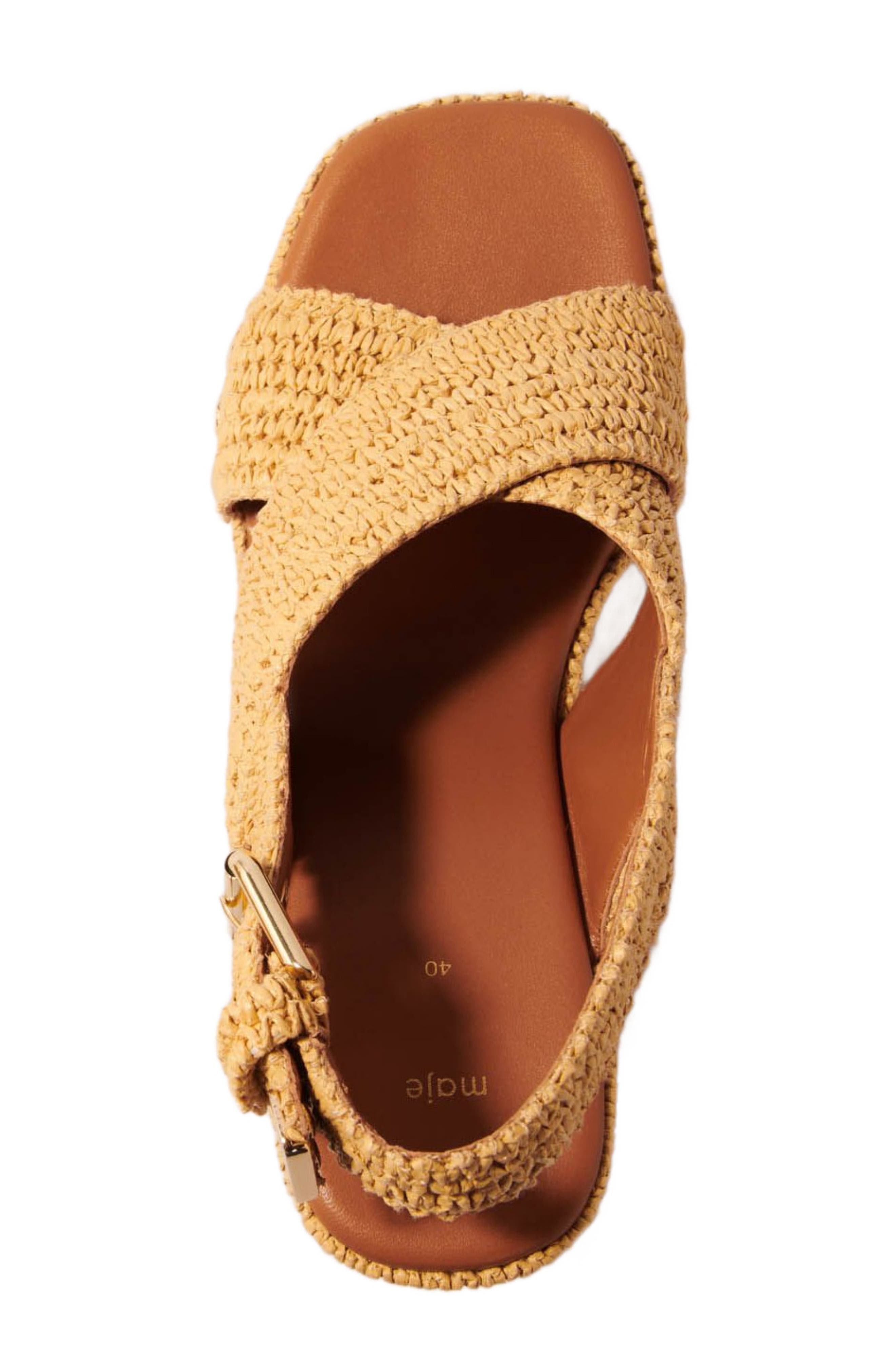 Wedge sandals with raffia effect, Alternate, color, Beige light