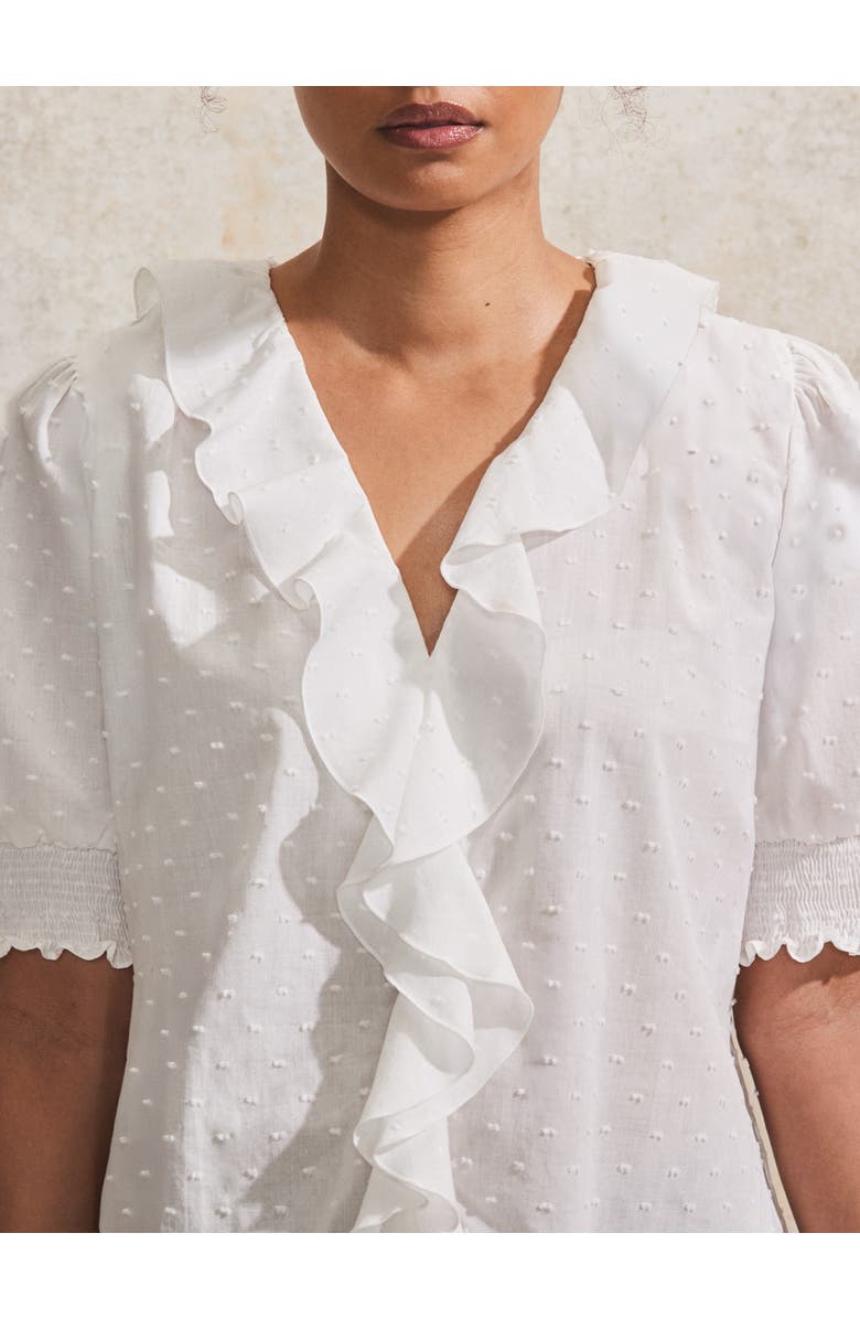 Ro&Zo Dobby Frill Front Top, Alternate, color, Ivory