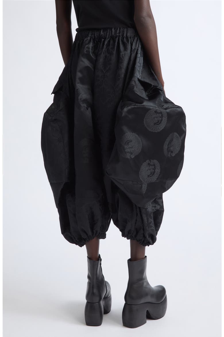 Floral Jacquard Wide Leg Pants, Alternate, color, BLACK X BLACK X BLACK