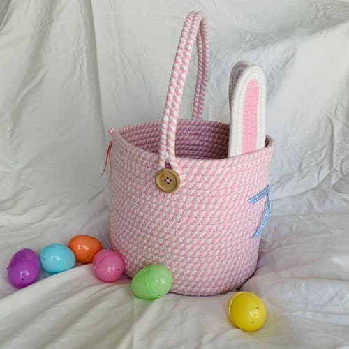 Ramus & Co Bunny Rope Spring Basket In Pink