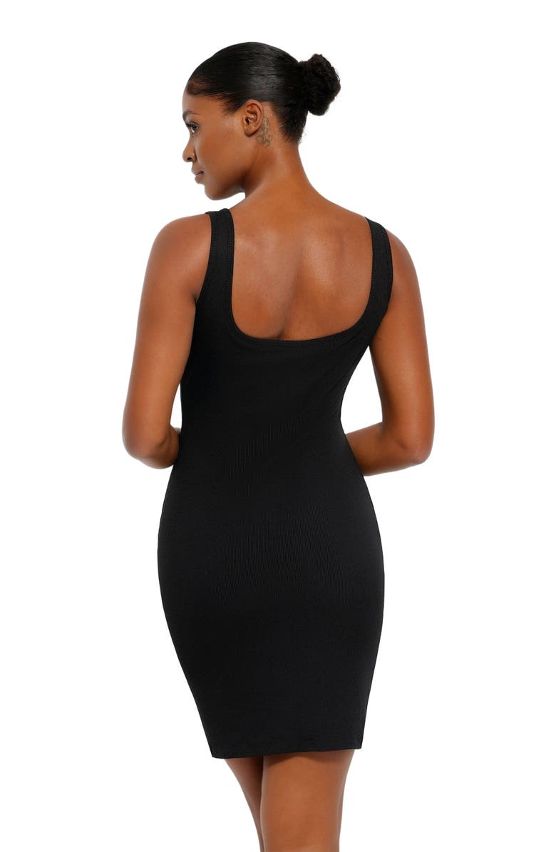 Popilush Shapewear Modal Sculpting Inner Lace Cami Mini Dress, Alternate, color, Midnight Black