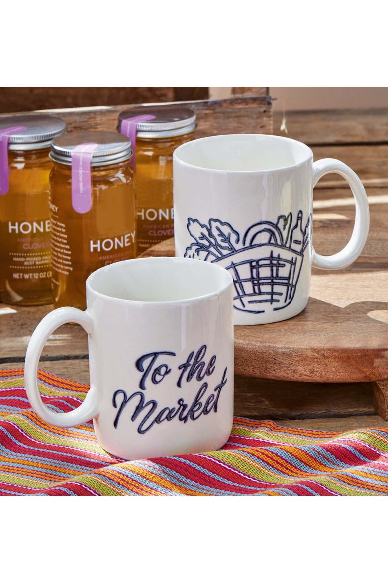 Farmers Market Ceramic Mug Blue Multi Perfect for Summer, Alternate, color, Blue