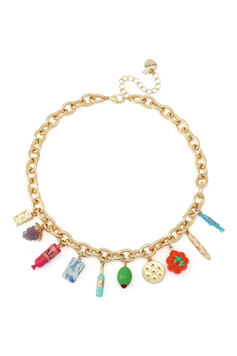 Charcuterie Charm Frontal Necklace, Main, color, MULTI