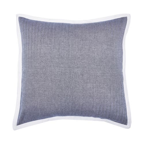 Carol & Frank Roscoe Indigo Mini Herringbone Pattern 100% Cotton Euro Sham W/ Flange 26" X 26" In Blue