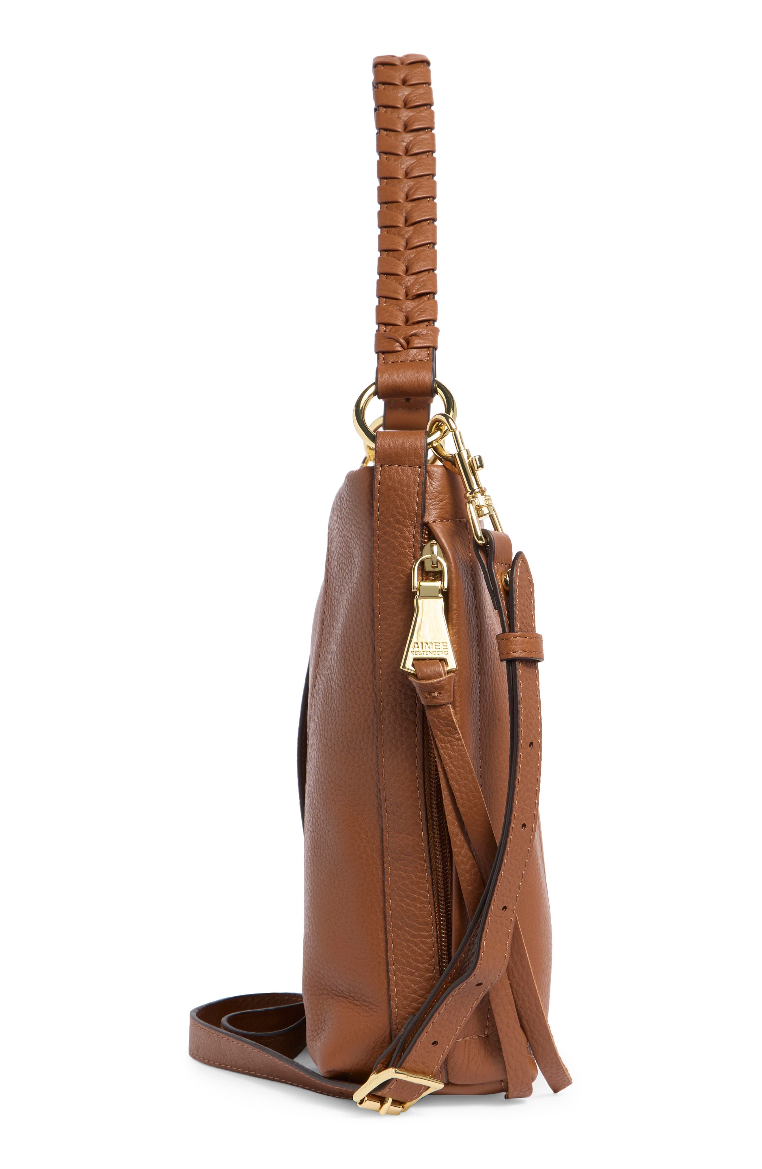 AIMEE Laila Convertible Leather Shoulder Bag, Alternate, color, Chestnut
