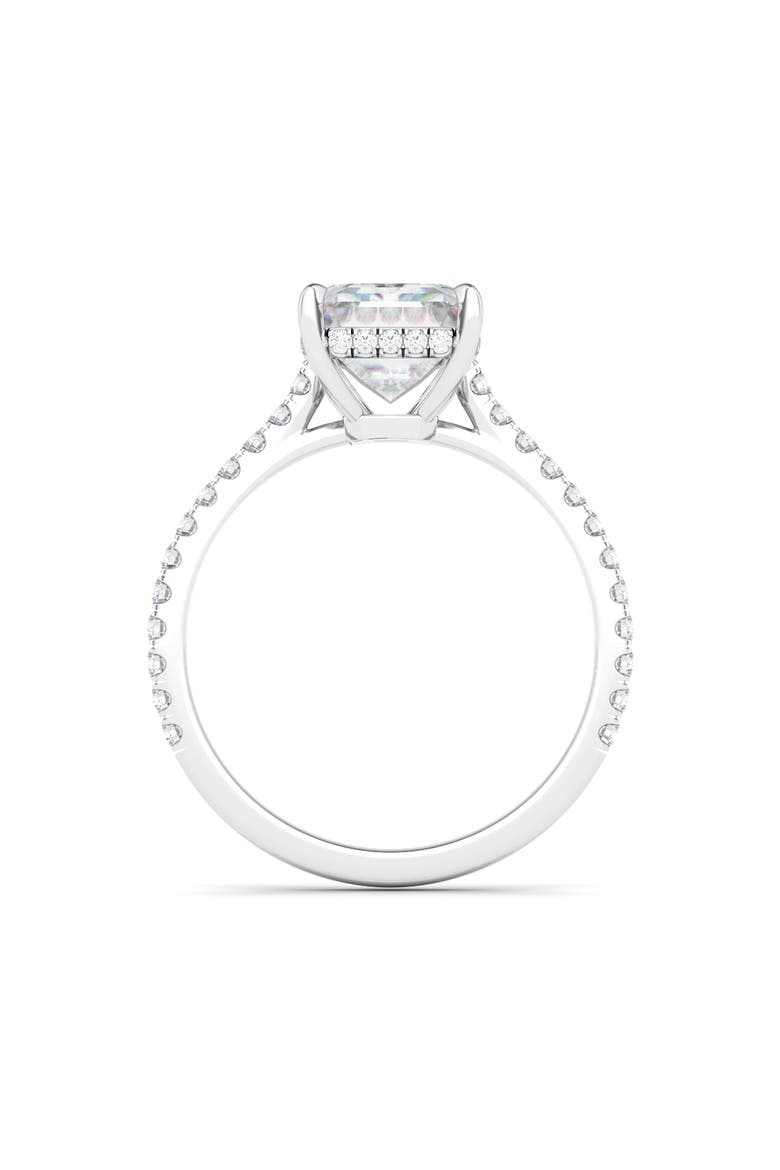 Emerald Cut Pavé Lab Created Diamond Ring, Alternate, color, 18K WHITE GOLD